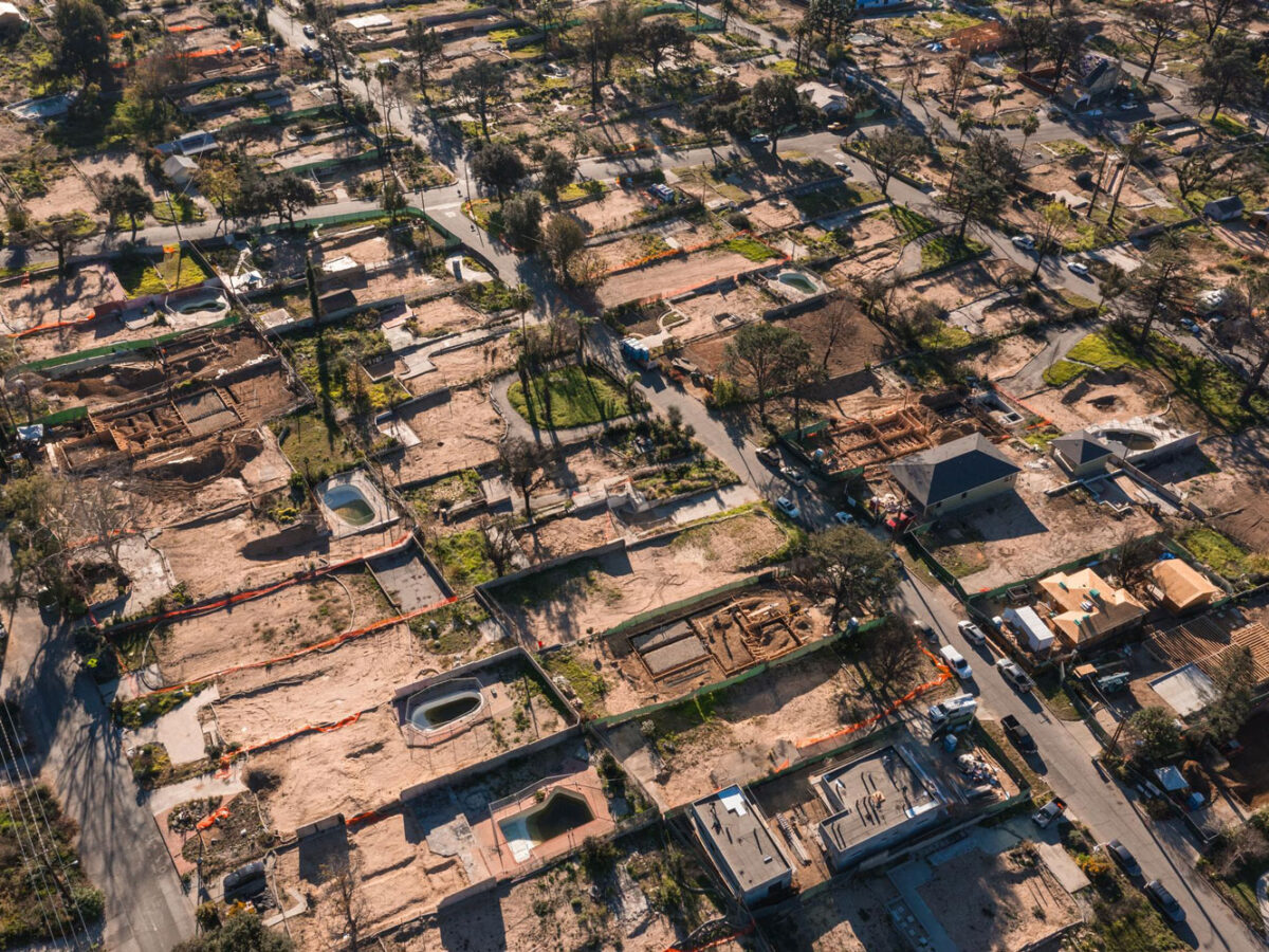 Burnt houses of Pacific Palisade fire.